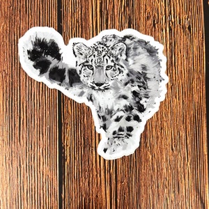 Snow Leopard Sticker Vinyl Decal  4" Original Art & Illustration