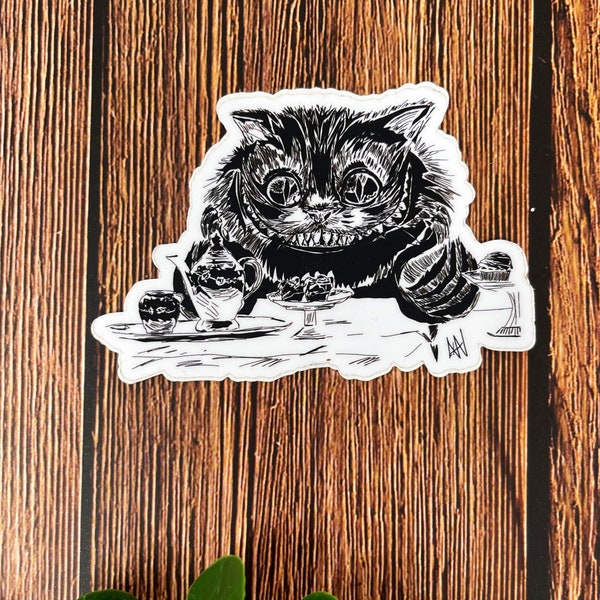 Cheshire Cat Sticker Vinyl Decal  4" Original Art & Illustration