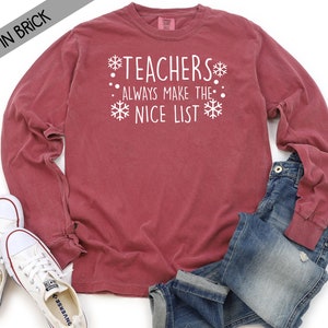 Teachers Nice List Comfort Colors Long Sleeve T-Shirt 画像 2