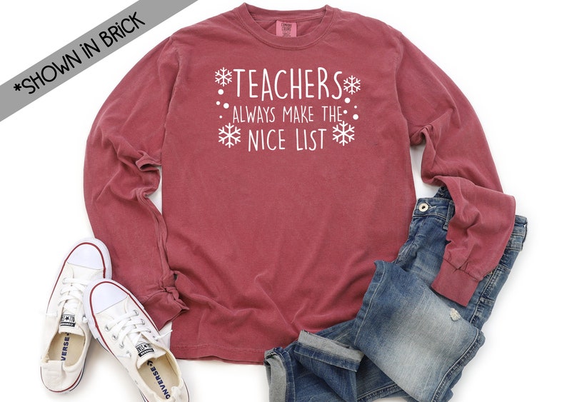 Teachers Nice List Comfort Colors Long Sleeve T-Shirt 画像 2