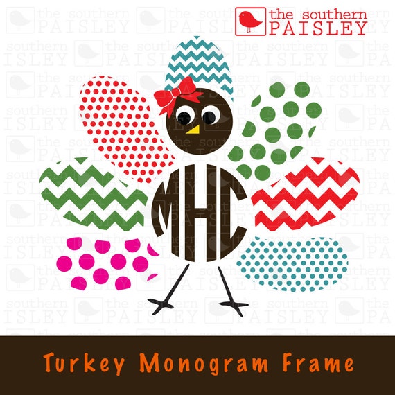 Download Turkey Monogram Frame For Boy Or Girl Svg Eps Dxf Ai For Etsy