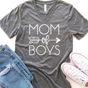 Mom of Boys  Bella Canvas V-Neck -Mom of Boys Shirt Bella Canvas - Cute Graphic Tees for Women- Mom Shirt- Gift for Mom- Cute Mama Shirt