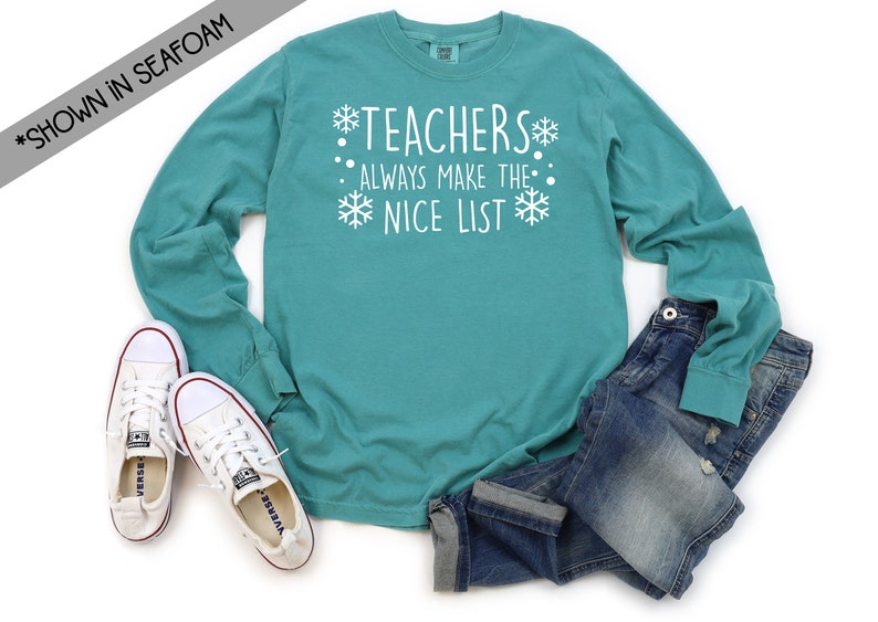 Teachers Nice List Comfort Colors Long Sleeve T-Shirt 画像 1