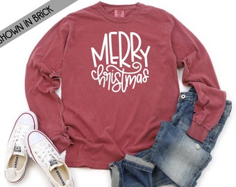 Merry Christmas Comfort Colors Long Sleeve T-Shirt - Unisex Fit