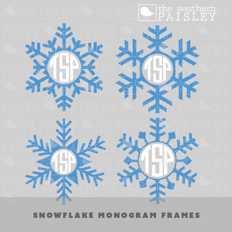 Download Snowflake Monogram Frames .svg/.eps/.dxf/.ai for ...