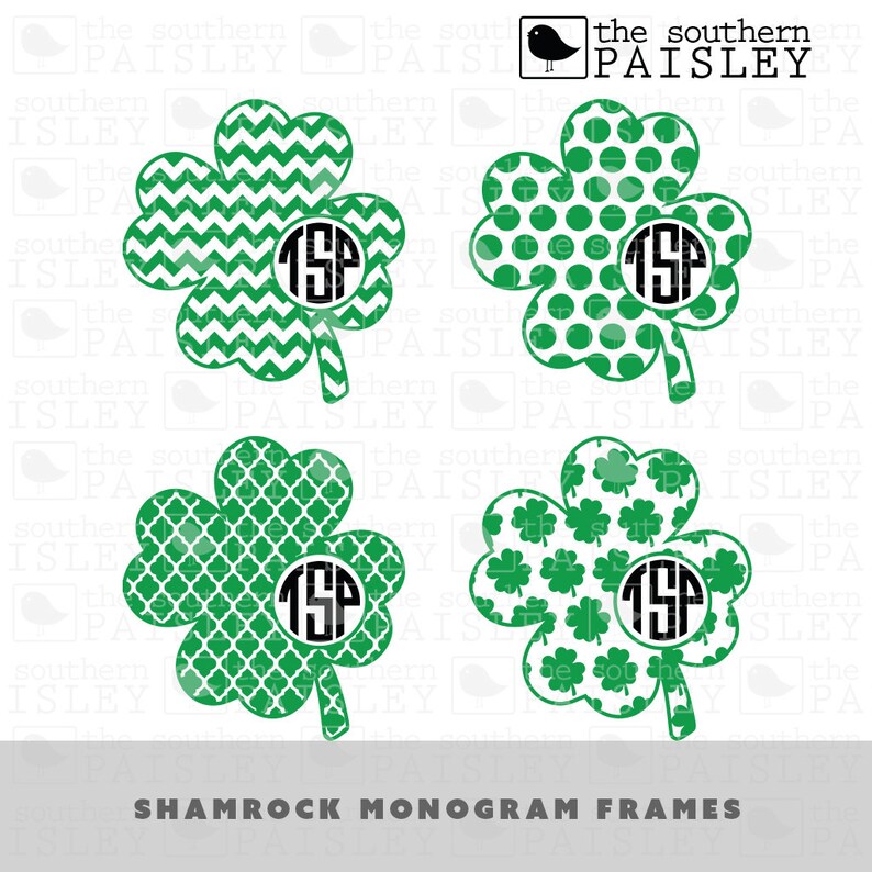 Download St Patricks Day Shamrock Monogram Frames .svg/.eps/.dxf ...