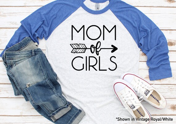 thesouthernpaisley Mom of Girls Next Level Raglan - Cute Graphic Tees for Women - Mom Shirt - Gifts for Mom - Cute Mama Shirt