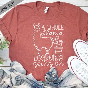 Llama Learning Bella Canvas Tee, Funny Teacher Shirt
