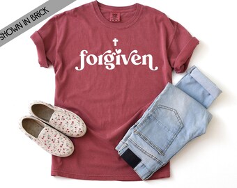 Forgiven Comfort Colors Short Sleeve T-Shirt - Faith Based Shirts - Jesus Shirt - Church Shirt - Forgiven T-shirt