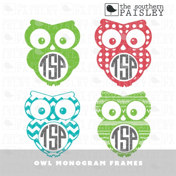 Download Owl Monogram Frames Svg Eps Dxf Ai For Silhouette Etsy