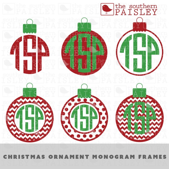 Download Christmas Ornament Monogram Frames Svg Eps Dxf Ai For Etsy