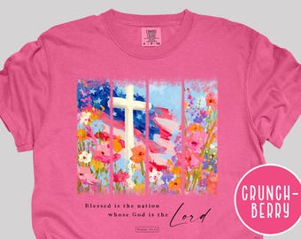 Blessed Is The Nation - Psalms 33:12 - Christian Patriotic Vintage Tshirt, Christian God Shirt, Jesus Shirt, Jesus Comfort Colors