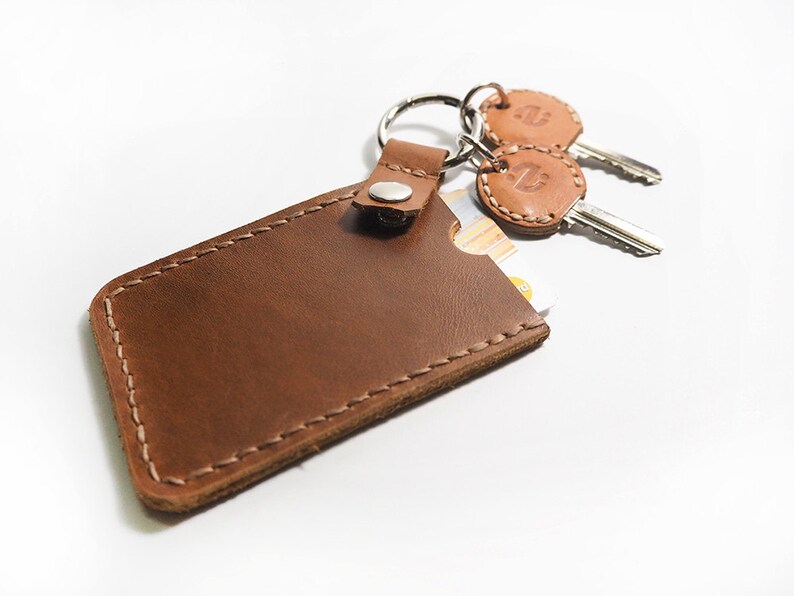Keychain Card Holder Leather Card Case Leather Card Holder Etsy