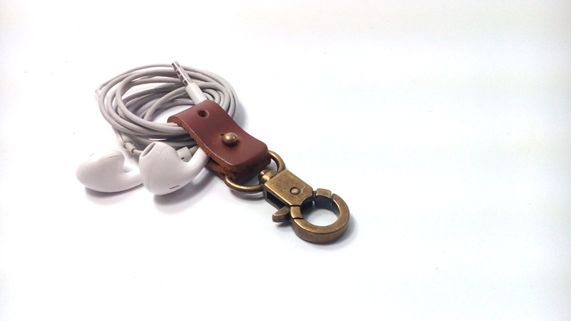 2x Leather Earbud holder. Earbud organizer Cord Holder Cord Etsy