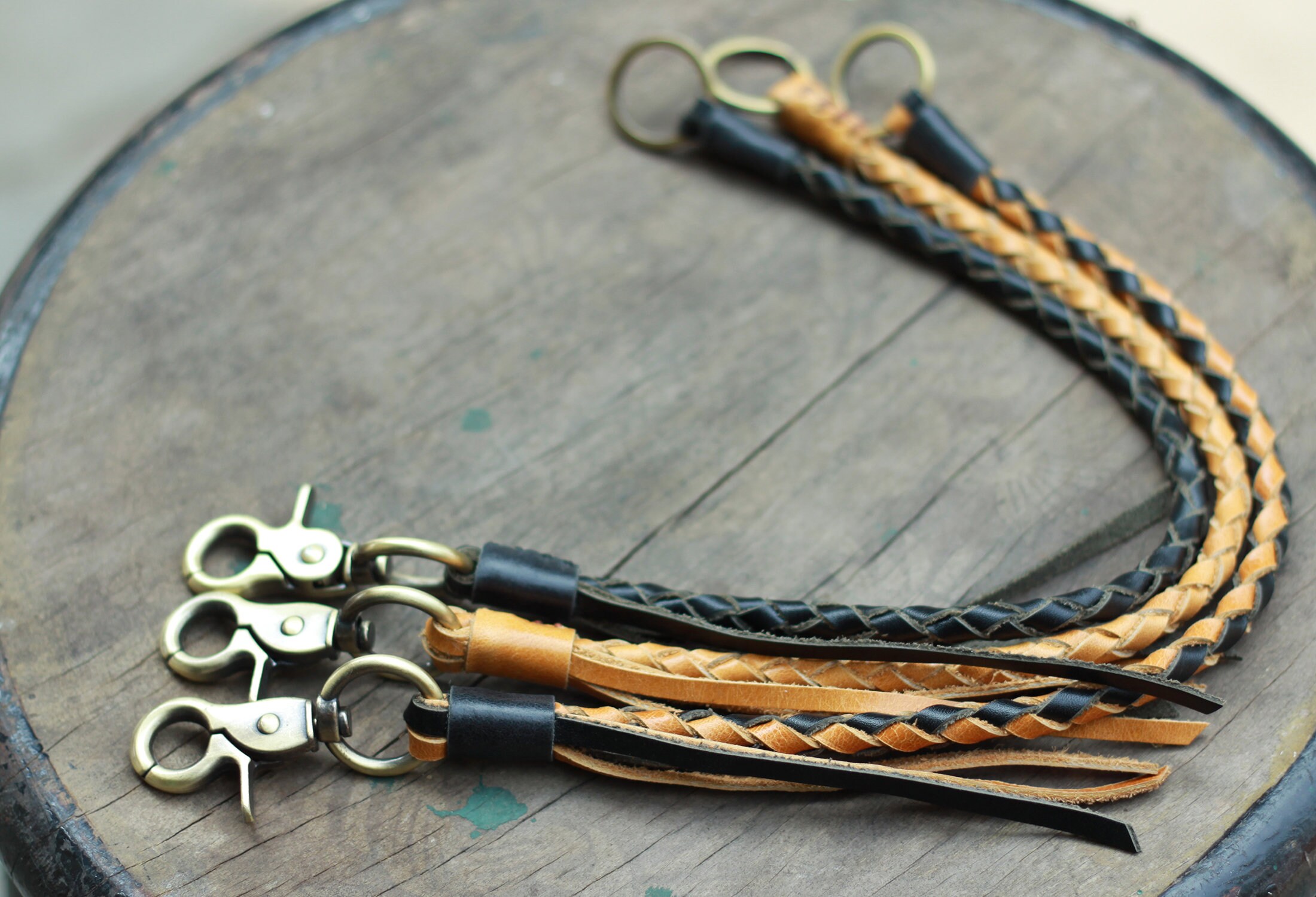 Leather Lanyard Braided Strap Jean Wallet Chain Biker Trucker Pants Fob Keychain Fashion