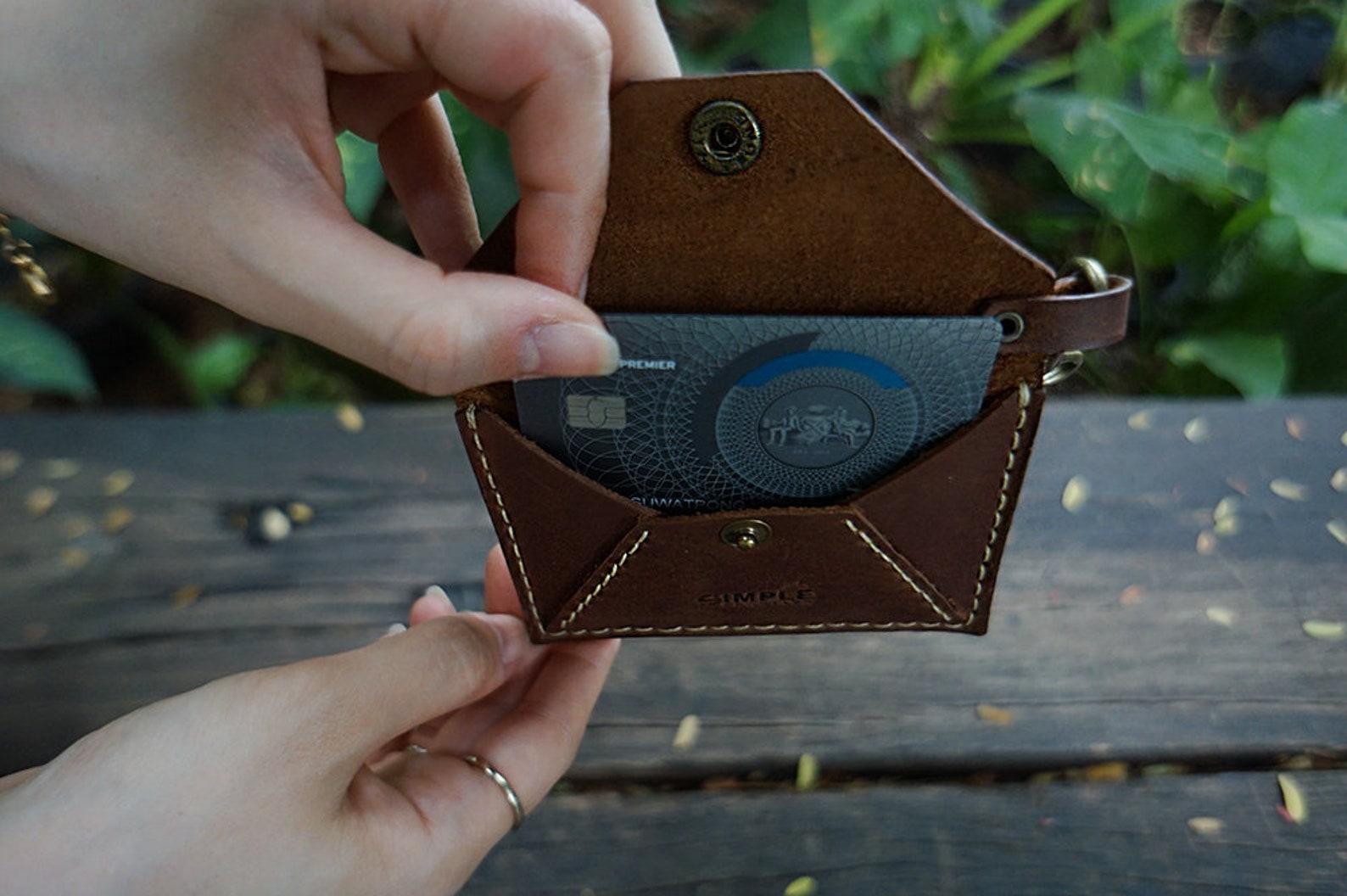 Leather Card Holder Credit Card Keychain Card Case Business Etsy