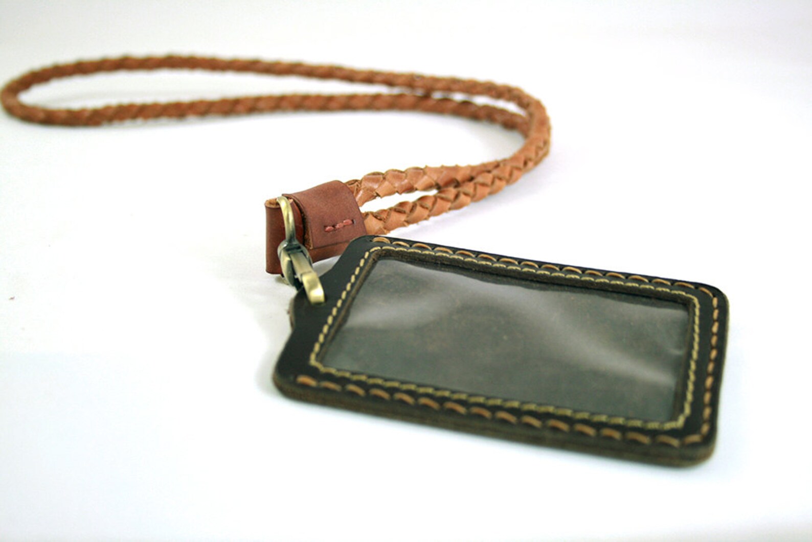 Leather Lanyard ID Lanyard Badge Holder Leather Tag Etsy