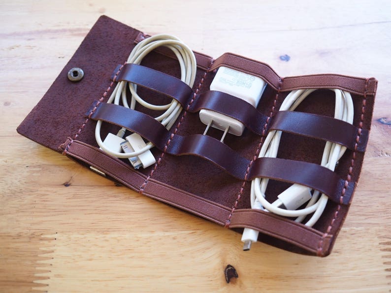 Cord Wrap Earbud Pouch Leather earbud Holder Charger Pouch Etsy