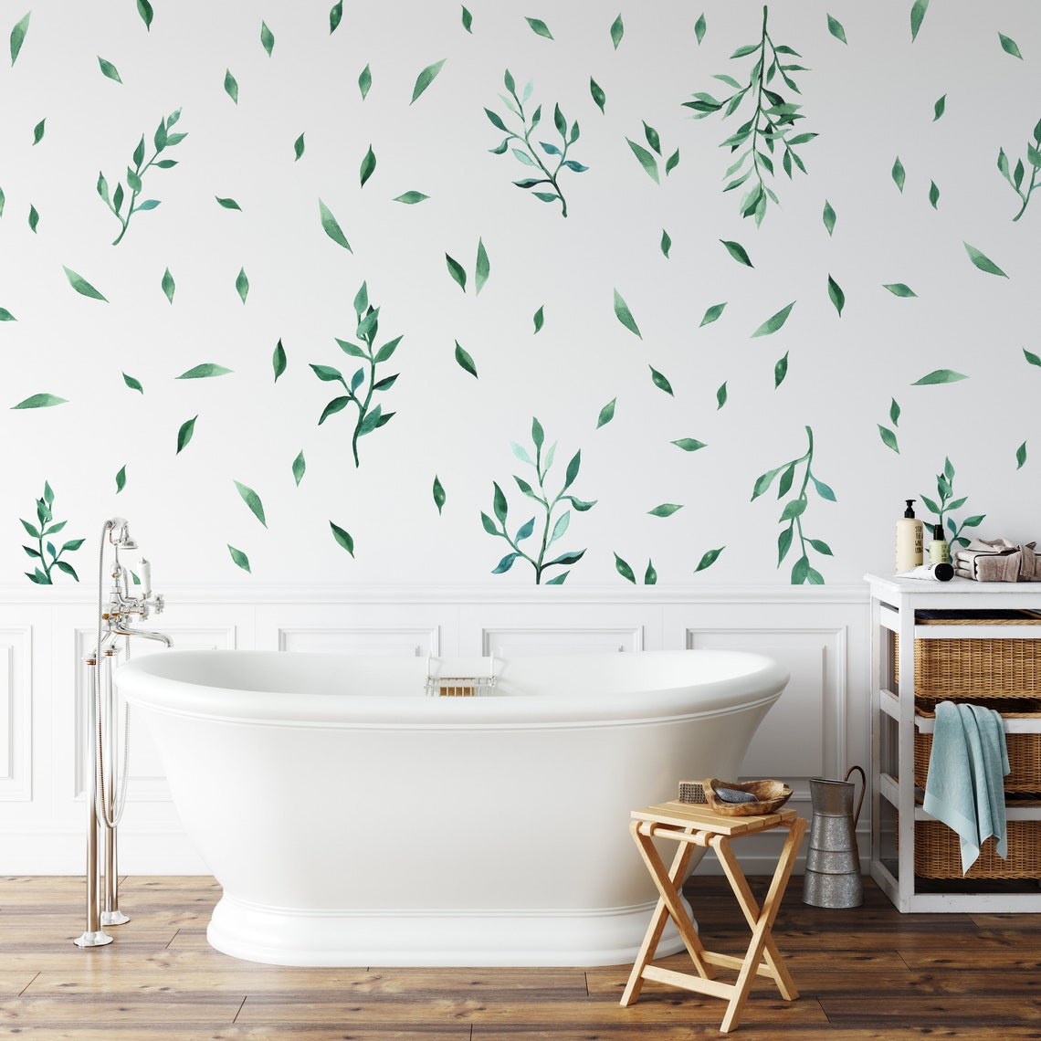 Greenery Wall Decals Watercolor Greenery Sticker Watercolor Etsy