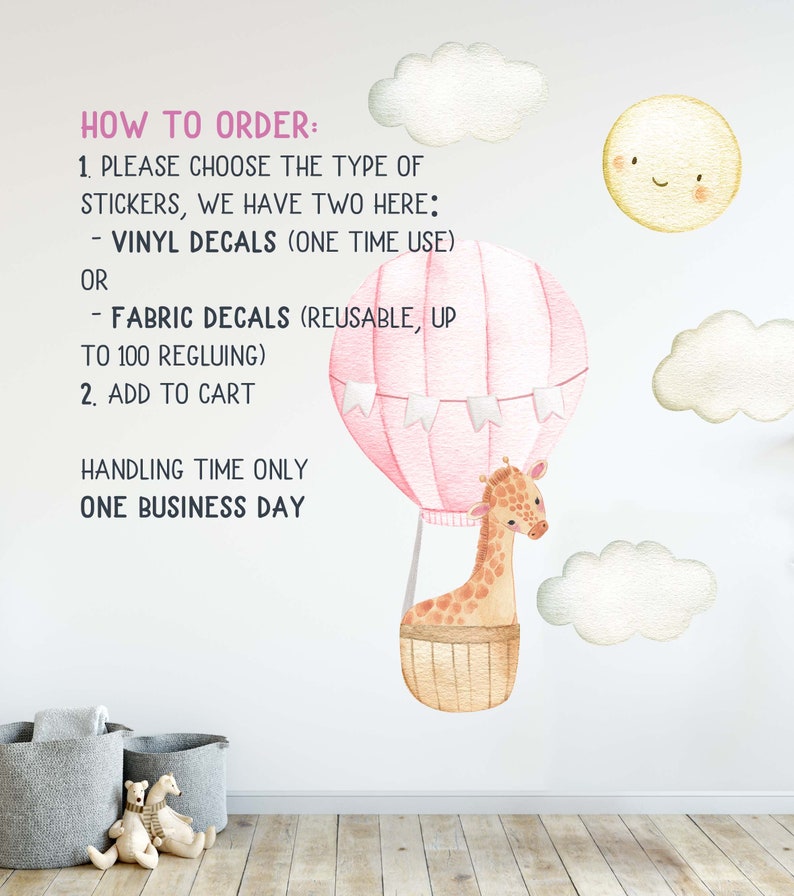 Hot Air Balloon Wall Decal Hot Air Balloon Wall Decor Etsy