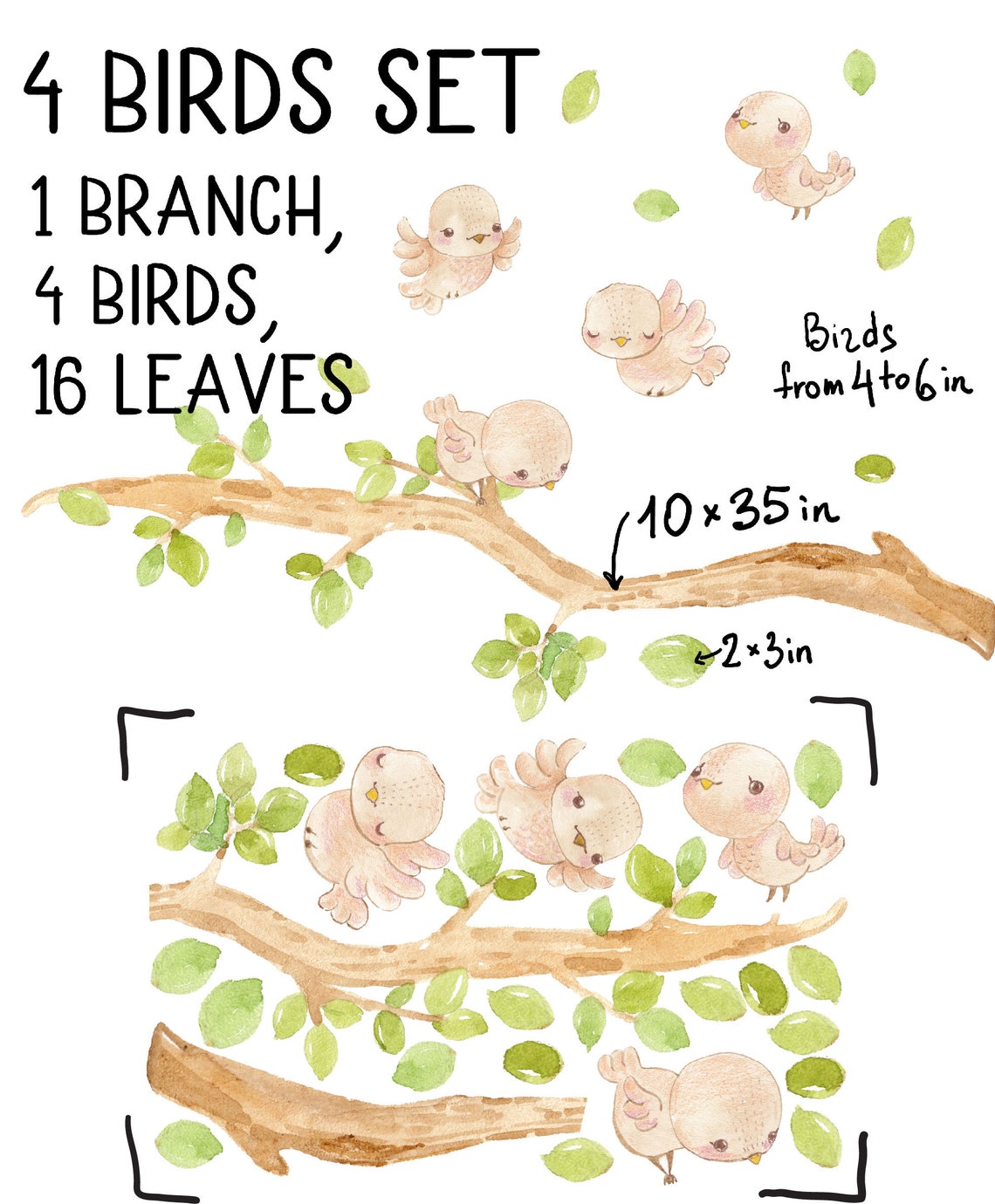 Bird Wall Decals Bird Decal Flying Bird Decals Watercolor Etsy