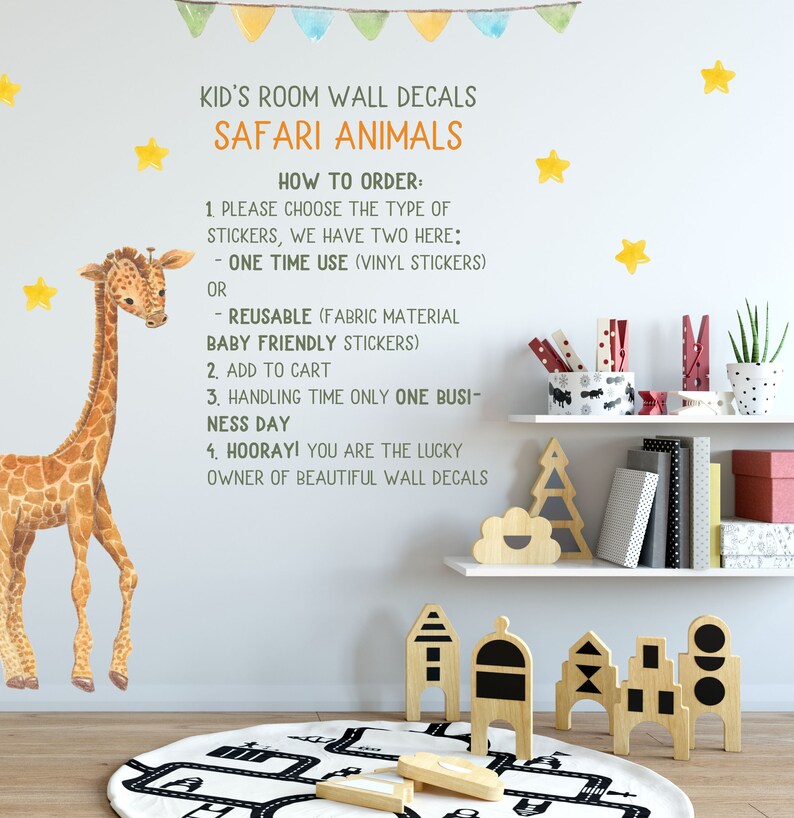 Jungle Animals Decals Watercolor Safari Animal Stickers Etsy