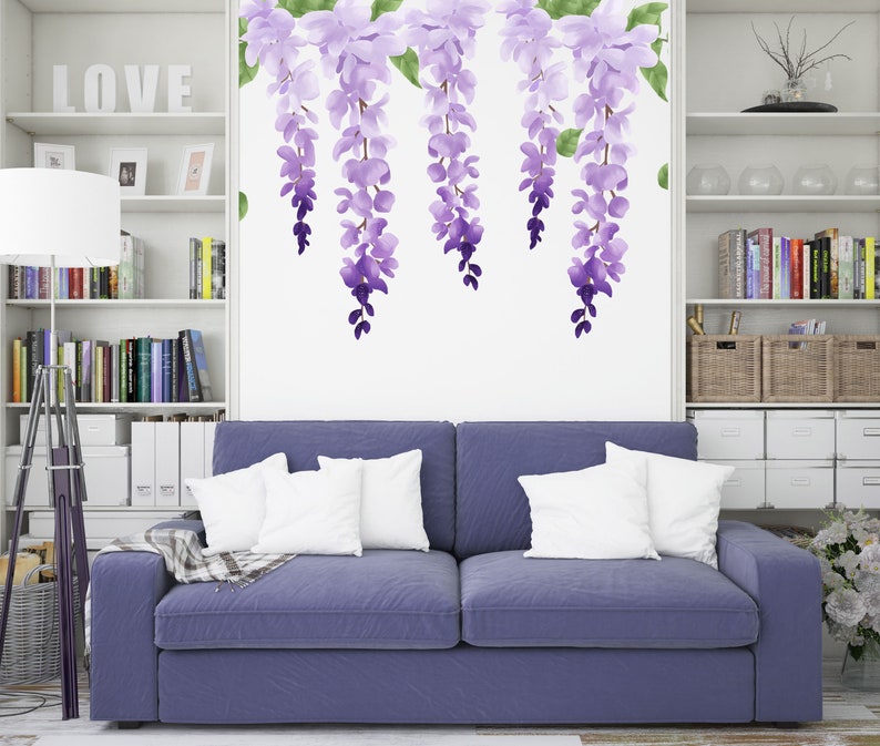 Wisteria Wall Decals Purple Flowers Wall Stickers Etsy