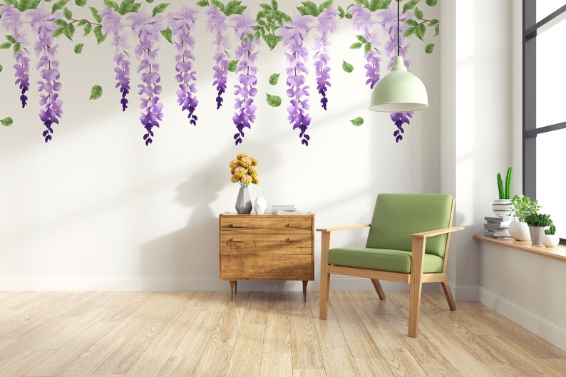 Wisteria Wall Decals Purple Flowers Wall Stickers Etsy