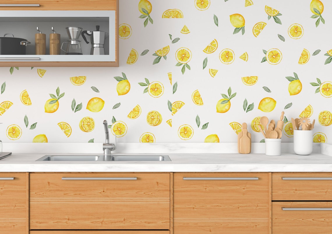 Lemon Wall Decals Watercolor Lemon Wall Stickers Etsy