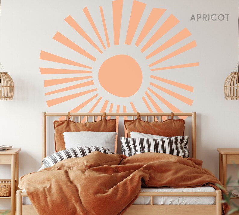Sun Wall Decal Boho Sun Decal Colour Block Sun Decal Sun Etsy