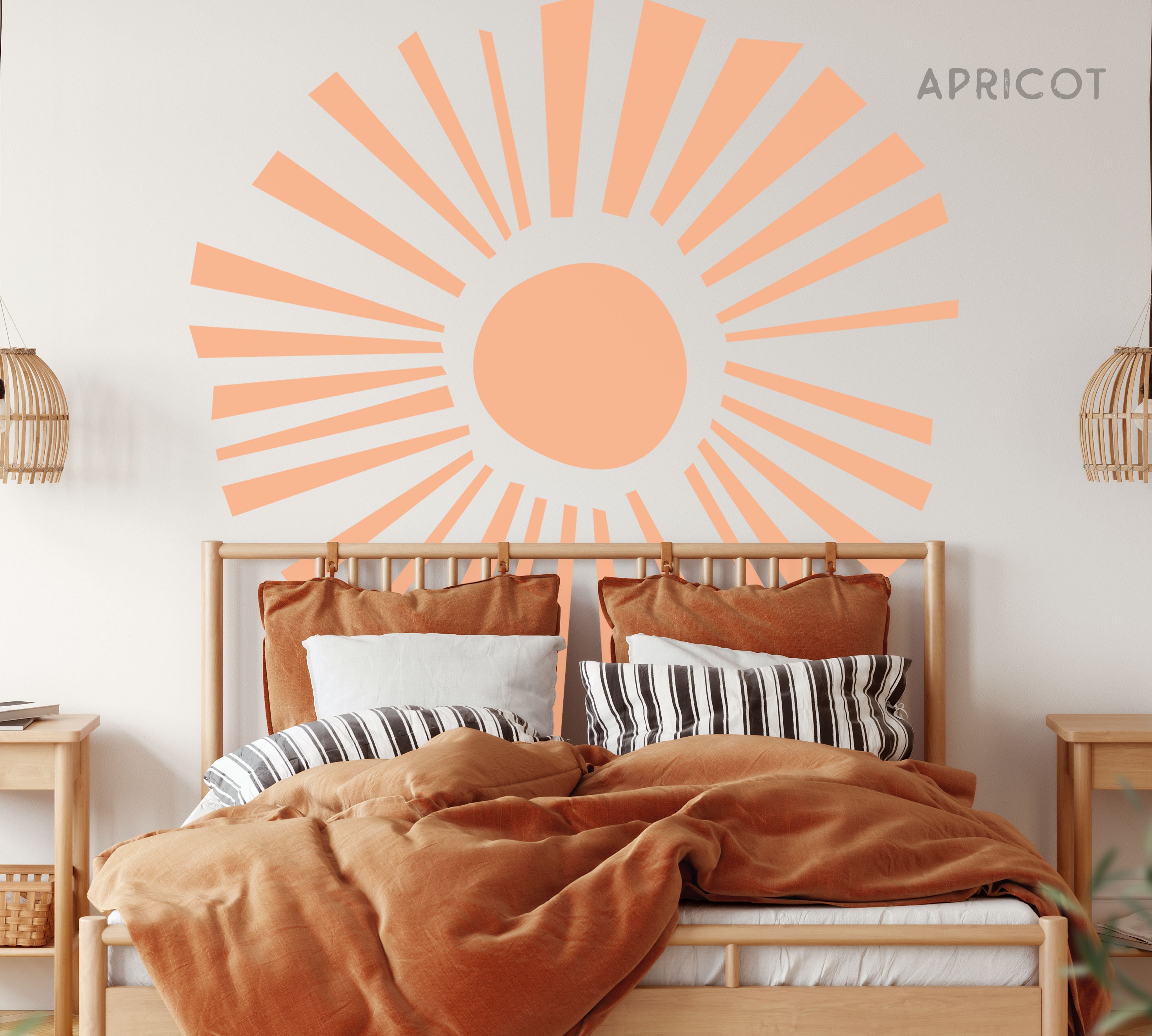 Sun Wall Decal Boho Sun Decal Colour Block Sun Decal Sun Etsy