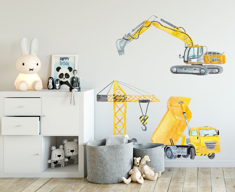 Construction Wall Decals Vehicles Wall Decal Cars Trucks Wall Etsy