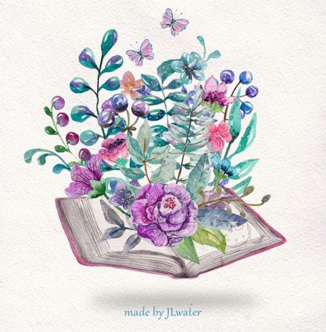 Flower Clipart Livres Aquarelle Dessin Livres Lecture Art Etsy