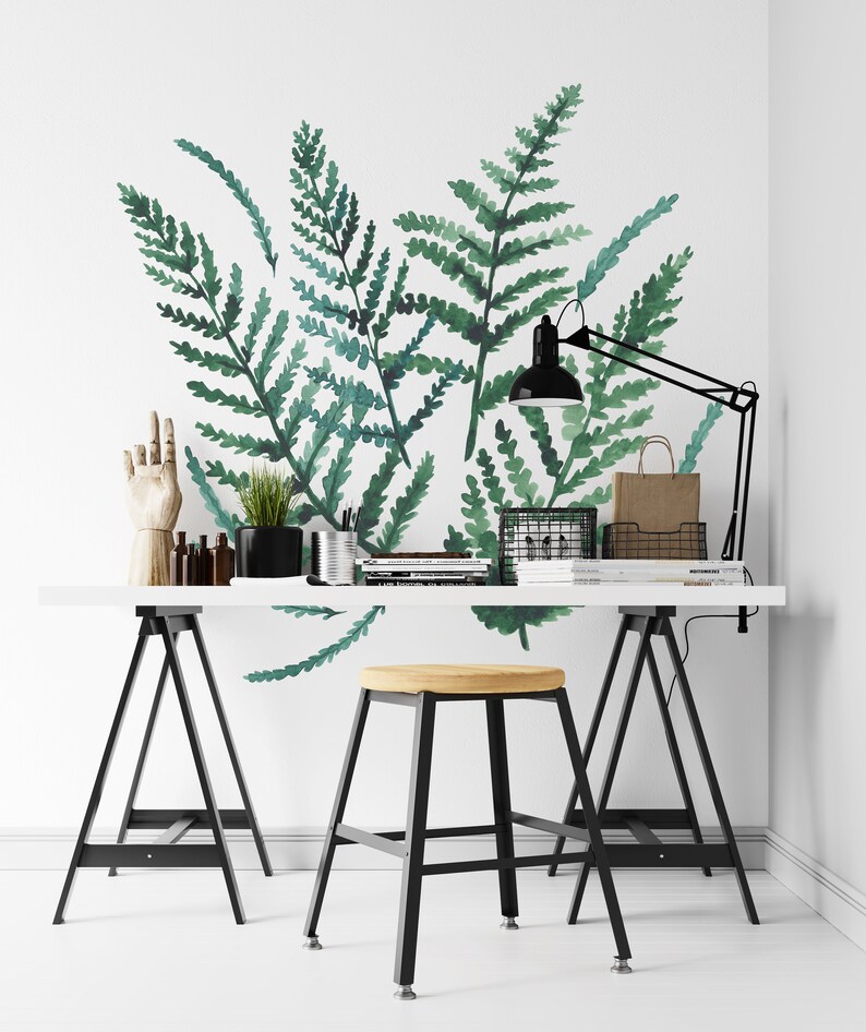 Green Fern Wall Decal Greenery Wall Decals Watercolor Etsy