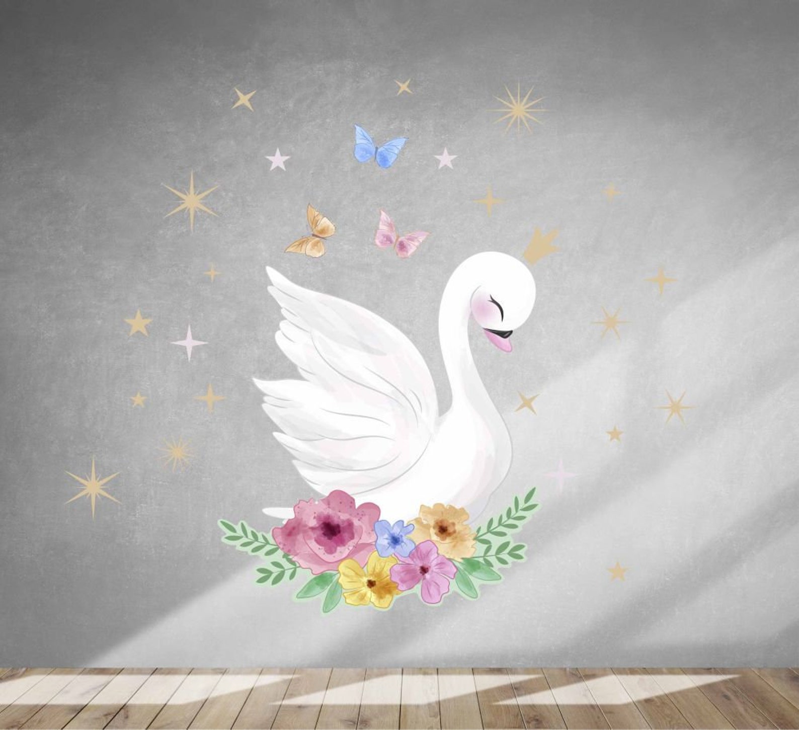 Swan Wall Decal Nursery Decals Fabric Wall Decal Girl wall Etsy