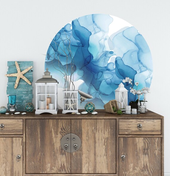 Circle Wall Decal Large Blue Circle Wall Sticker Blue Etsy