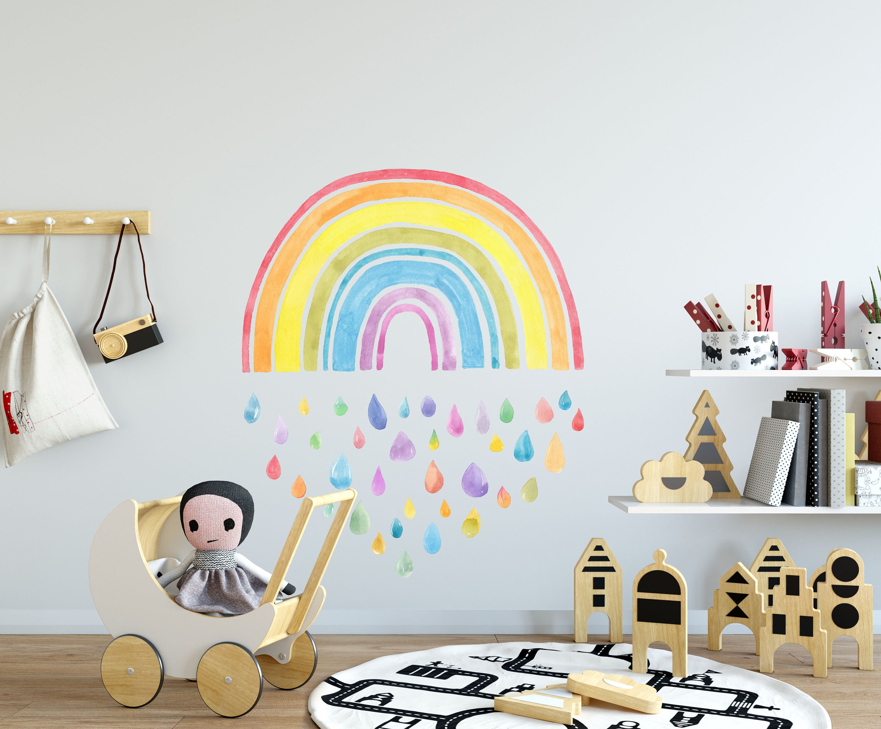 Rainbow Wall Decals Watercolor Rainbow Wall Stickers Etsy
