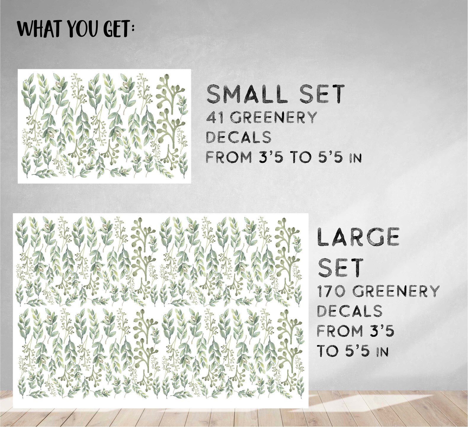 Botanical Decals Greenery Wall Murals Green Wall Decals Etsy
