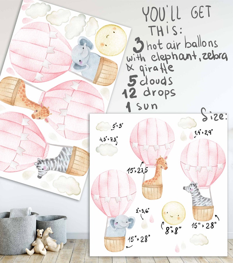 Hot Air Balloon Wall Decal Hot Air Balloon Wall Decor Etsy