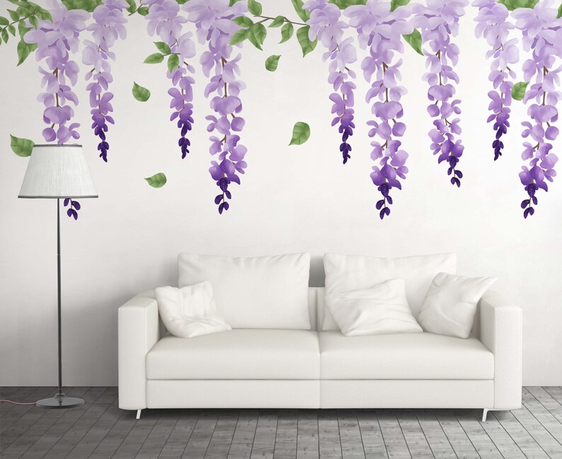 Wisteria Wall Decals Purple Flowers Wall Stickers Etsy