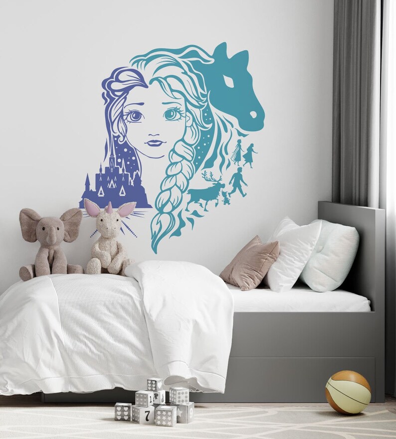 Frozen Wall Decal Frozen Wall Decor Elsa Decals Anna Olaf Etsy