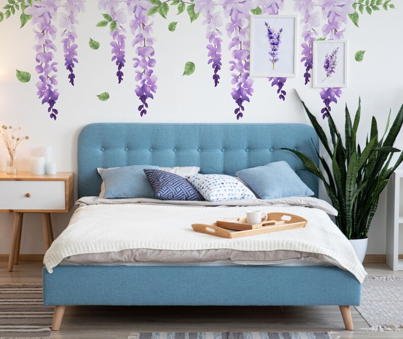 Wisteria Wall Decals Purple Flowers Wall Stickers Etsy