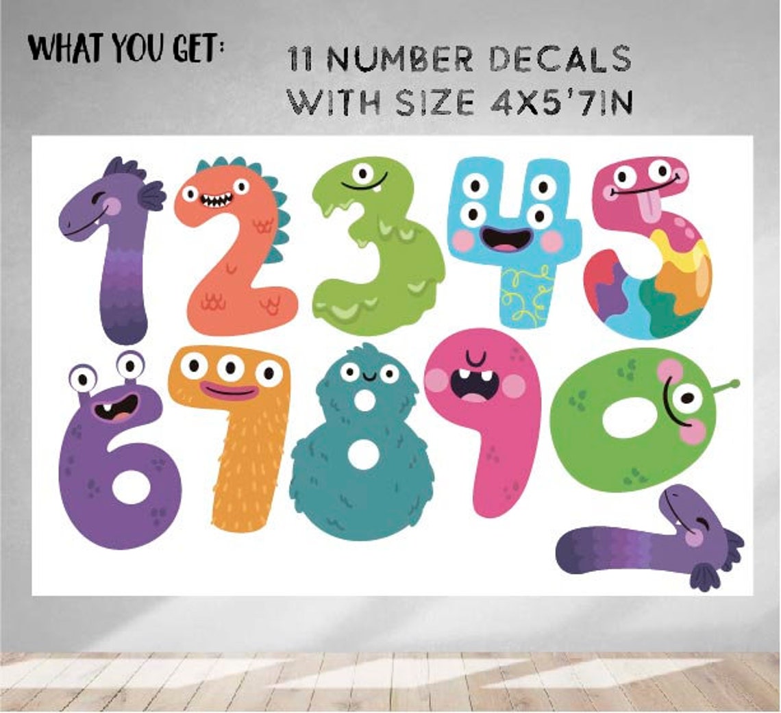 Number Wall Decals Monster Decals Numbers for Nursery Decor Etsy