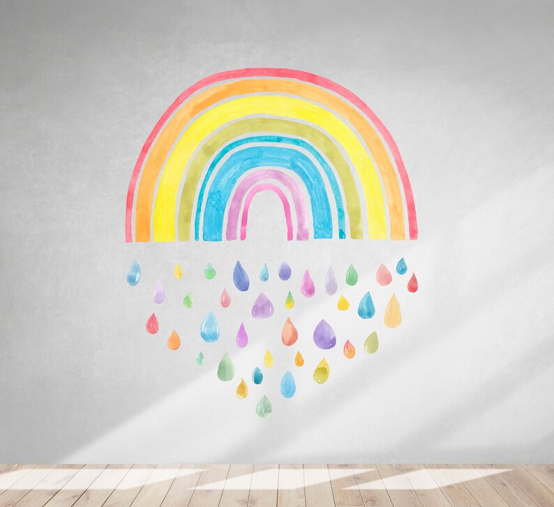 Rainbow Wall Decals Watercolor Rainbow Wall Stickers Etsy