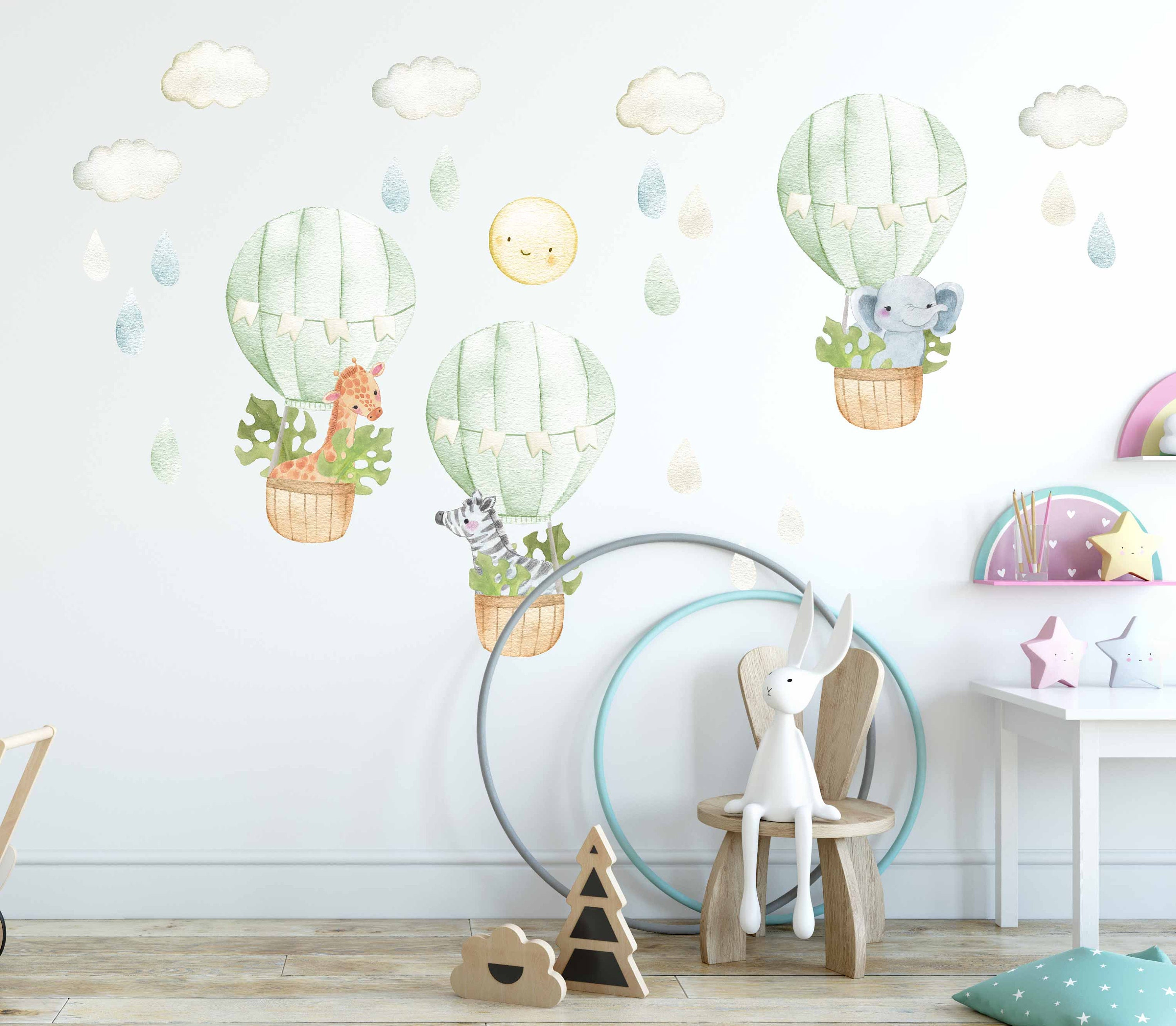 Balloon Watercolor Nursery decals Art Nursery Wall Decals Etsy