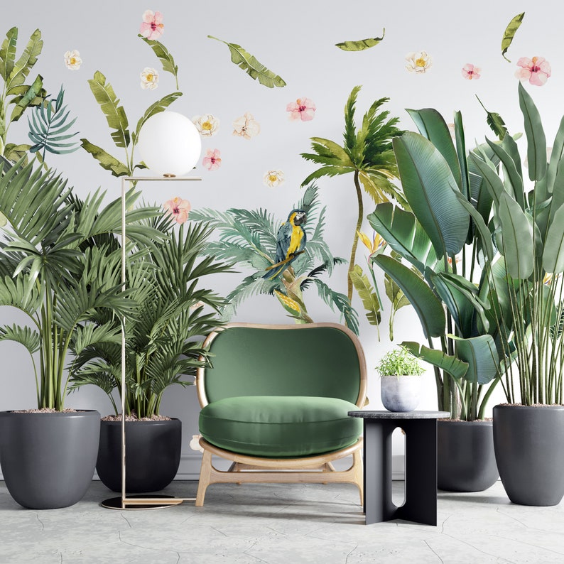 Palm Tree Wall Decals Tropical Leaves Decals Banana Leaf Etsy