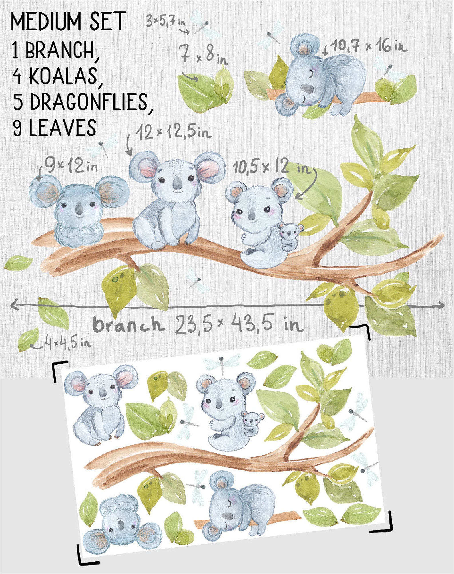 KOALA Decals Koalas FAMILY Nursery wall decal tree decal Etsy