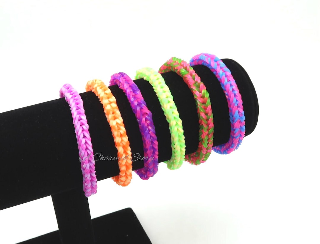 Rainbow Rubber Band Loom Bracelet Braided Bracelet