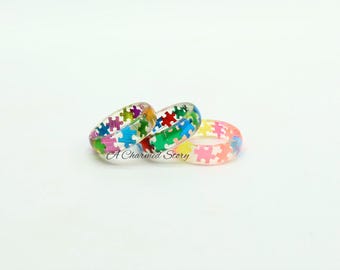 Puzzle Piece Ring | Rounded Ring - PLEASE READ DESCRIPTION | Autism Ring | Awareness Ring | Neurodiversity | Inclusion Matters | Caregiver