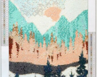 Completed Diamond Art Painting | Nature Art | Mountain Scene | Cabin Home | Home Decor | Home Office | Bedroom Decor | Appreciation Gift